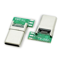 Conector de tipo Usb C de 4 núcleos macho 16 pines 24 pines con conectores de cable de datos PCB USB C
