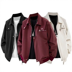 Blouson <span class=keywords><strong>bomber</strong></span> streetwear <span class=keywords><strong>homme</strong></span> haut de gamme automne/printemps style américain avec col à revers audacieux, fermeture éclair, coupe-vent - Product Image 1