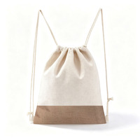 Sac à cordon personnalisé en toile de jute et coton bicolore, design tendance, sac à dos avec cordon de serrage pour emballage cadeau de Noël