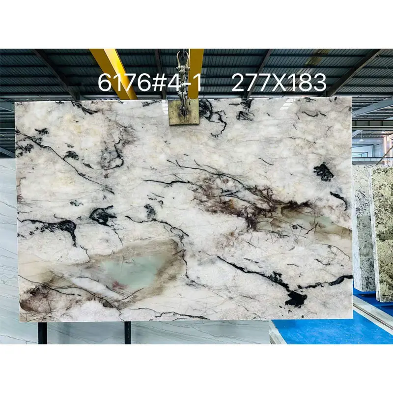 High Quality Natural Cristallo Tiffany Quartzite Wall Panel Marble Floor Tile Polished White Marble With Black Veins