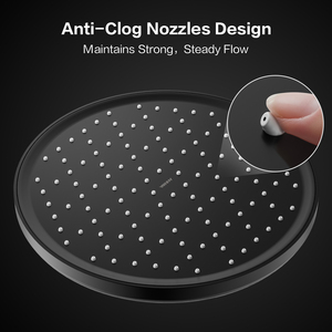 Pommeau de douche moderne noir mat de 25 cm avec buses anti-calcaire pour montage mural ou au plafond - Product Image 2