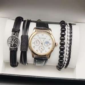 Ensemble <span class=keywords><strong>montre</strong></span> décontractée et bracelet pour hommes, lot <span class=keywords><strong>de</strong></span> 5 pièces à prix très bon marché, coffret cadeau <span class=keywords><strong>montre</strong></span> et bracelet tendance pour hommes CC039 - Product Image 2