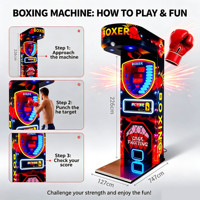 Machine d'arcade de boxe Dreamland à structure métallique durable, avec logo personnalisé, affichage numérique du score et jeu de test de puissance de frappe