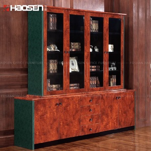 Clásico con vitrina de vidrio para el hogar, oficina, habitación, Retro, de madera, 4 puertas, pared <span class=keywords><strong>Vertical</strong></span>, archivador, librería - Product Image 2