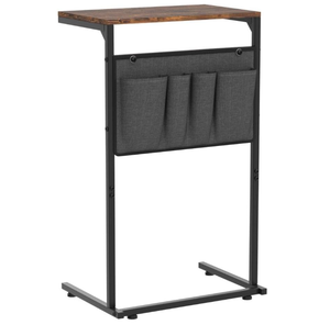Petite table d'appoint marron rustique en forme de C pour salon chambre canapé inclinable canapé coulissant <span class=keywords><strong>plateau</strong></span> bureau stockage métal Durable - Product Image 1