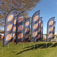 Vente chaude bannières drapeaux de plage avec impression double face avec base de support de poteau 5m 10m drapeaux de plumes personnalisés