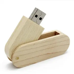 Perangkat penyimpanan kapasitas nyata, Flash Drive USB kayu stik memori Hitam kecepatan tinggi dapat diputar