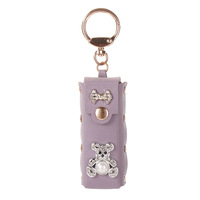 Porte-clés Étui à Rouge à Lèvres Ours Mignon en Strass, Mini Porte-Rouge à Lèvres en Cuir PU, avec Strass, Fourni Directement par l'Usine