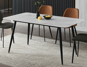 होटल के लिए धातु पैरों के साथ समकालीन लक्जरी न्यूनतम सुरुचिपूर्ण भोजन तालिका आधुनिक घर भोजन कक्ष फर्नीचर - Product Image 6