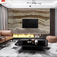 Mármol de Ónix Tigre Natural con Vetas Marrones y Amarillas, Gran Losa Impermeable, Panel Moderno para Baño, Cocina, Sala de Estar, Pared de TV
