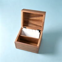 Boîte à recettes en bois d'acacia avec séparateurs, 2 compartiments, ensemble de boîtes porte-cartes en bois