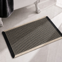 Tapis de salle de bain en gaufre personnalisé en gros, tapis de bain antidérapant style bohème pour la décoration intérieure.