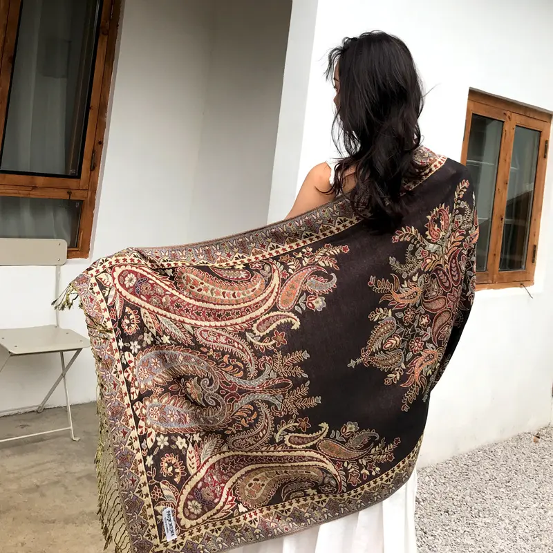Manufacturers New Travel shawl pailey woven jacquard scarf Nepal national style ladies' stole