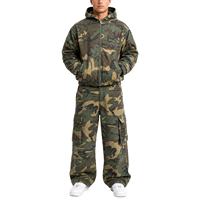 Ensemble survêtement 2 pièces pour homme, veste et pantalon cargo oversize en toile de coton de haute qualité, camouflage, fabriqué sur mesure