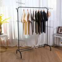 Porte-vêtements en métal, porte-vêtements portable à tige unique pour suspendre les vêtements, porte-vêtements pour chambre à coucher, balcon 43,31 pouces, noir