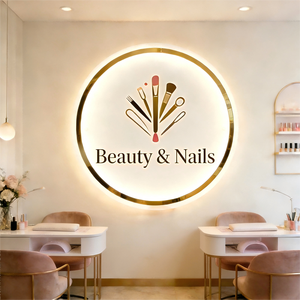 Letrero LED Personalizado Directo de Fábrica, <span class=keywords><strong>Letreros</strong></span> Electrónicos Redondos, Letrero Acrílico con Luz de Neón, Logotipo LED para Salón de Belleza, Spa, Tienda - Product Image 5