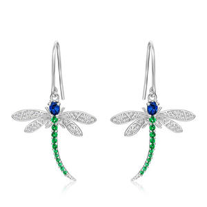 CAOSHI <span class=keywords><strong>Grossiste</strong></span> Boucles d'oreilles pendantes tendance motif <span class=keywords><strong>libellule</strong></span> multicolores en zircon, plaquées argent, pour mariée et femme - Product Image 3