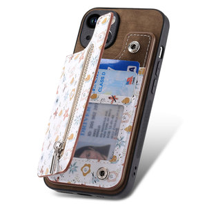 Pour iPhone 15/15 <span class=keywords><strong>Pro</strong></span>/15 Promax Flower design Housse pour carte de crédit, Portefeuille magnétique Étui à rabat pour Samsung S23 - Product Image 5