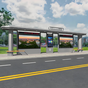 Urban <strong>Road</strong> Smart Bus Shelter, Galvanized Steel Stainless Steel, Custom Modern Intelligent Public <strong>Transit</strong> Station. - Product Image 1