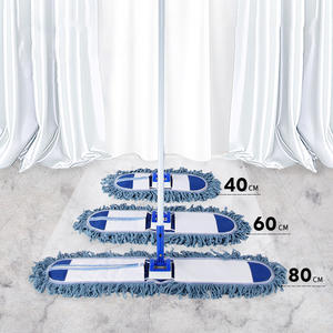 Tamaño a 4 de color de algodón de cabeza plana trapeador con mango - Product Image 3