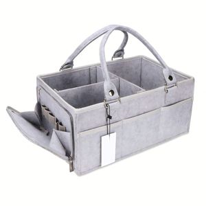 Organisateur de couches pour bébé en feutre portable avec compartiments, grand format, gris - Product Image 1