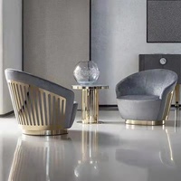 Italie Design Style Moderne Salon Meubles Hôtel Lobby Boutique Rembourrage En Acier Inoxydable Fauteuil En Cuir