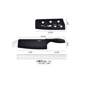 Couteau en acier noir, lame de 18 cm avec manche en caoutchouc pour la cuisine, la découpe de fruits et d'aliments pour bébés - Product Image 1