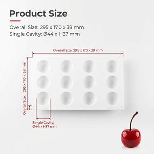 Cherry <b>Silicone</b> Mousse Mold 12 Cavity <b>Baking</b> Tray Food Grade Easy Release for Jelly Chocolate Dessert - Product Image 2