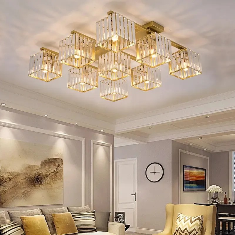 Luxury High quality home dining room living room rectangular large crystal chandelier French modern ceiling lamp light