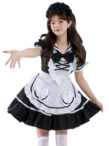 Costume de <span class=keywords><strong>cosplay</strong></span> d'anime japonais, robe tablier, robes lolita, vêtements, costume de café - Product Image 4
