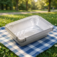 Conteneur en aluminium inoxydable rectangulaire jetable pour la restauration, adapté aux aliments