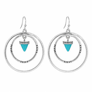 Orecchini Pendenti Vintage a Cerchio Grande con Turchese, Orecchini a Gancio per Donna - Product Image 1