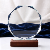 Plaque de récompense en verre octogonal de style sportif, écologique, en cristal transparent gravé au laser avec logo personnalisé