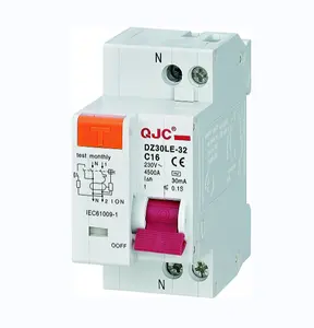 Qjc DZ30LE-32 loạt dư hiện tại bộ phận ngắt mạch MCB/RCD với bảo vệ quá tải 1P + N 16A 230V RCBO