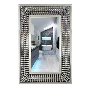Miroir mural rectangulaire moderne en promotion, grand miroir <span class=keywords><strong>d</strong></span>écoratif de salon pleine longueur, avec cristaux étincelants effet diamant, à suspendre - Product Image 5