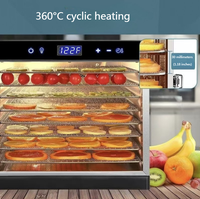 Déshydrateur alimentaire multifonctionnel électrique intelligent à 8 couches avec commande tactile en acier inoxydable 700W 70°C pour viande et fruits