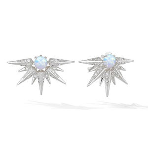 <span class=keywords><strong>Gioielli</strong></span> di moda femminili scintillanti unici 9 Spike Full 5A zirconi cubici pavimentati 1 cerchio opale <span class=keywords><strong>gioielli</strong></span> stupendo orecchini a bottone a forma di sole - Product Image 3