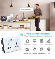 Prise murale intelligente WiFi OCY avec USB Type C, double prise UK10A pour contrôle à distance mobile, interrupteur Tuya Smart Life