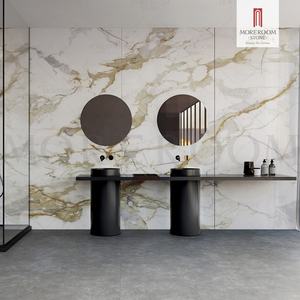 1600*3200*6mm Calacatta blanc or veines marbre fritté pierre dalles hôtel utilisé pour mur et sol - Product Image 3