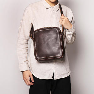 Sac à bandoulière décontracté en cuir véritable souple pour <span class=keywords><strong>homme</strong></span>, sac messager, <span class=keywords><strong>porte</strong></span>-documents - Product Image 4