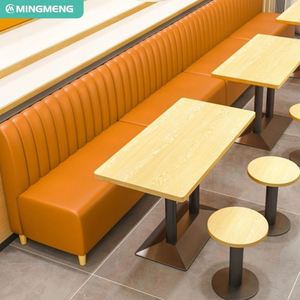 Canapé stand restauration rapide design minimaliste ensemble table en bois bon marché et canapé stand en PU pour restaurant café hôtel - Product Image 5