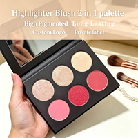 Palette de fard à joues 6 couleurs personnalisable avec logo, maquillage mat, poudre illuminatrice, marque privée, palette de fard à joues pressé DIY