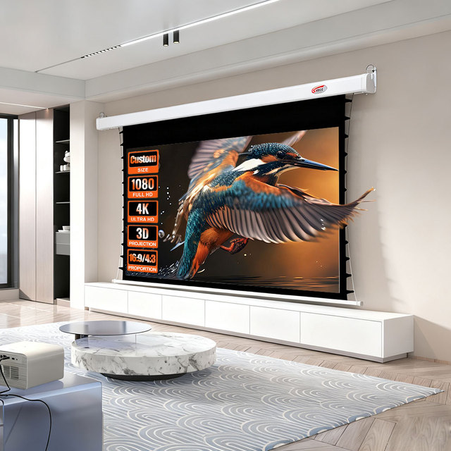 16/9 100-150inch Electronic Motorized Home Use Tab-tension Projector Screen