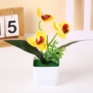 Simulación de Flores Artificiales en una Maceta Cuadrada Pequeña, 3 Orquídeas Phalaenopsis para Decoración del Hogar u Oficina, Maceta Pequeña - Product Image 2
