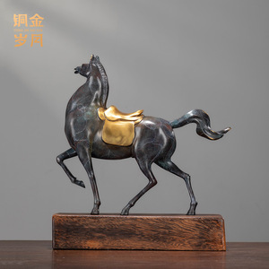 Figura de caballo de latón con detalles en cobre y oro, hecha a mano, decoración artística de mesa para sala de estar, regalos empresariales - Product Image 3