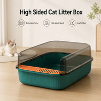 Bac à litière pour chat Soluna, grand rectangle, semi-fermé, côtés hauts, en PP, 20L, anti-éclaboussures, avec pelle