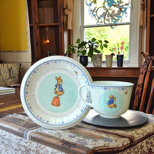 Tasses et soucoupes en céramique blanches à motifs de dessins animés pour enfants, résistantes aux hautes températures - Product Image 3