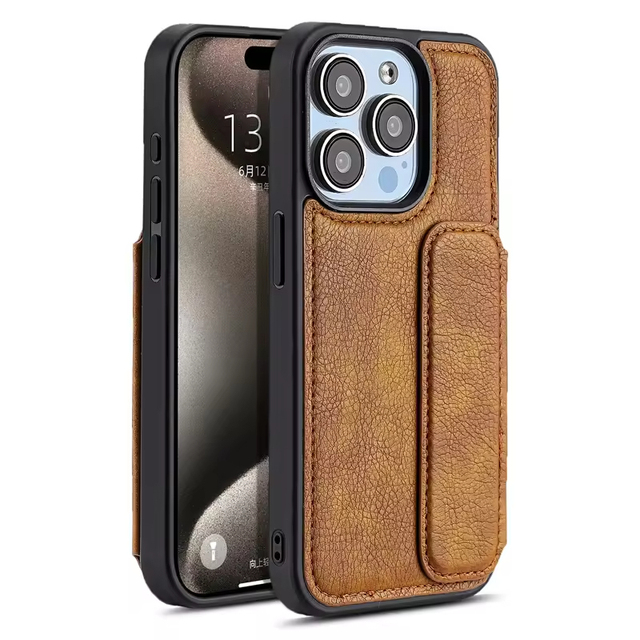 Best-Selling Custom Premium PU Leather Wallet Cover Kickstand Phone Case for iphone 15 Pro With Magnetic Card Pocket Back Cover