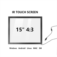Écran tactile multipoint infrarouge 15 pouces 4:3 avec interface USB et verre anti-reflet pour kiosques - Nouveau