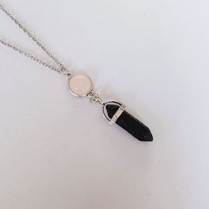 Collar de Cadena de Acero Inoxidable con Pilar Hexagonal de Roca Volcánica <span class=keywords><strong>DIY</strong></span>, Collar con Cuentas de Piedras Preciosas y Cabeza de Bala para Mujeres y Hombres - Product Image 3